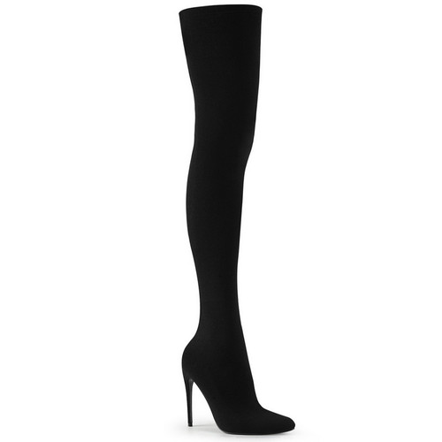 Black Nylon Heel Stretch Pull-On Thigh High Boot Heels - Spicy Lingerie