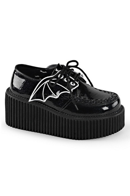 Black Glitter Vinyl Bat Wing Creeper