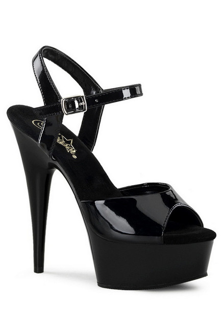 6" Heel Black Patent Sandals