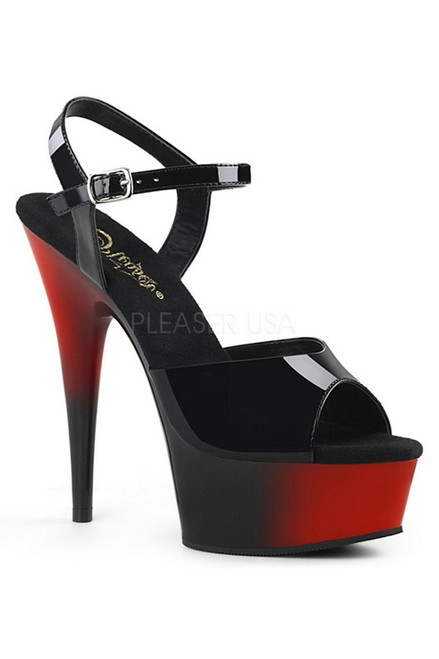 6" Red & Black Ankle Strap Sandal