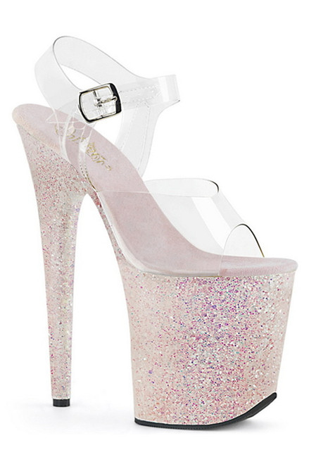 8" Heel Opal Multi Glitter Ankle Strap Sandals