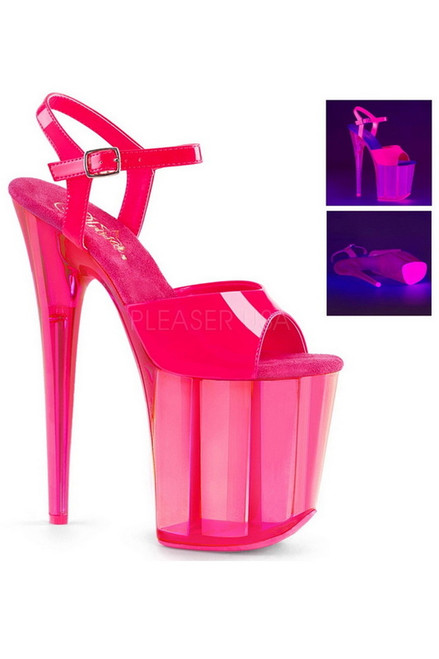 8" Neon Pink Ankle Strap Sandal