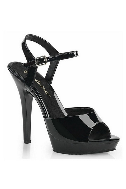 Black Patent Leather Peep Toe Pump