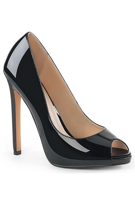 5" Heel Black Patent Pumps