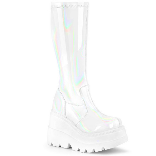 4 1/2" Platform White Knee High Boots
