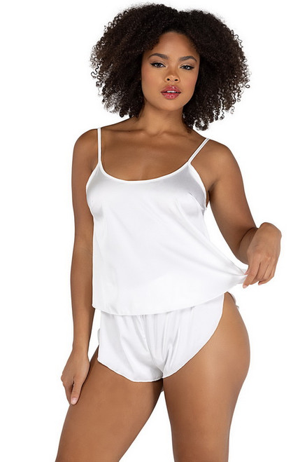 White Soft Satin Cami Pajama Set