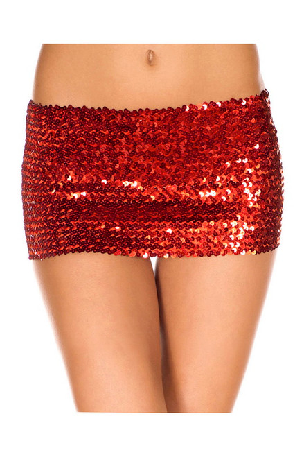 Red Sequined Mini Skirt