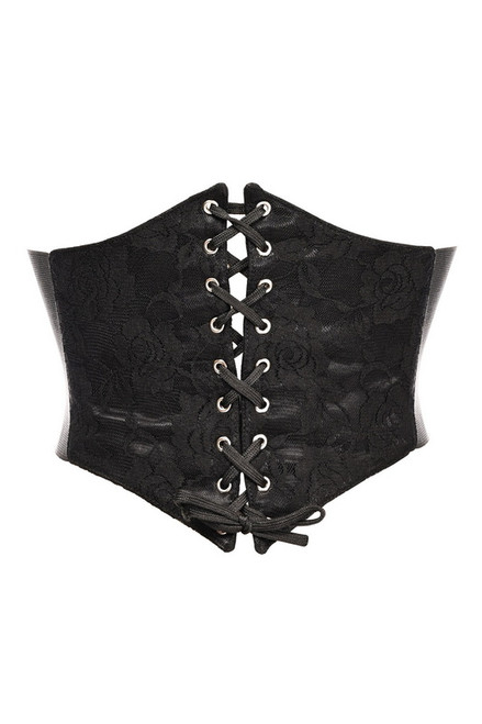 Lavish Black Front Lace Up Waist Cincher