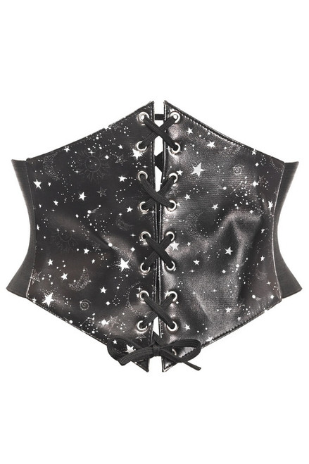 Plus Size Lavish Black Celestial Lace-Up Waist Cincher