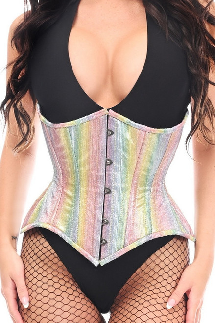 Top Drawer Rainbow Glitter Curvy Underbust Corset