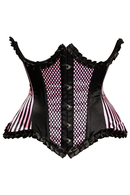 Plus Size Top Drawer Pink Burlesque Underbust Corset