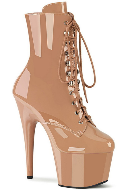 7" Stiletto Heel Blush Patent Ankle Boots