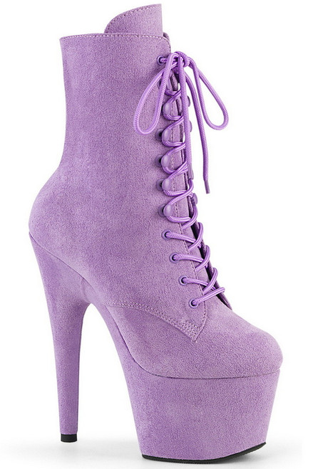 7" Heel Lavender Faux Suede Ankle Boots