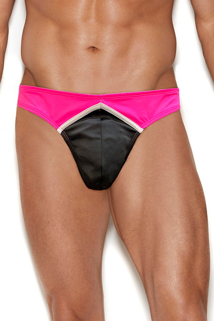Men's Black & Neon Pink Thong