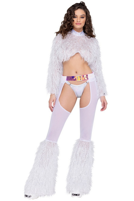 Lets Dance White Faux Fur Top