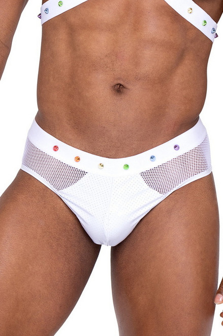 Men's White Fishnet Vinyl Briefs