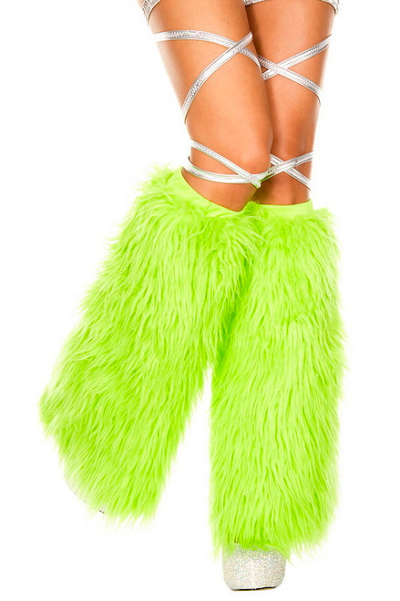 Neon Green Faux Fur Leg Warmers