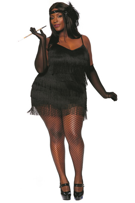 Plus Size Black Flapper Start Halloween Dress