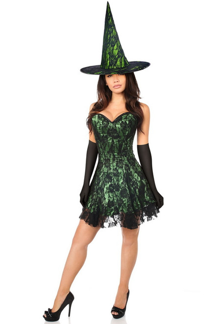 Plus Size Lavish Green Lace Corset Dress Witch Halloween Costume