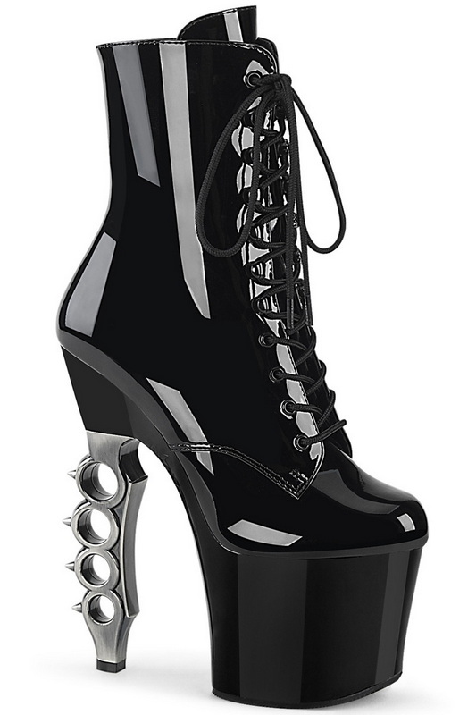 Black Patent 7" Knuckles Ankle Boot