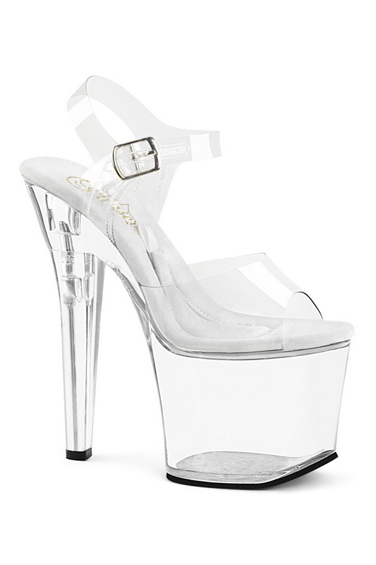 Clear 7" Heel Compartment Ankle Strap Platform Sandal