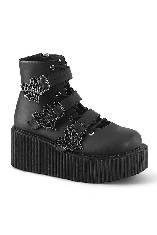 Black Vegan Leather Ankle High Creeper Spicy Lingerie