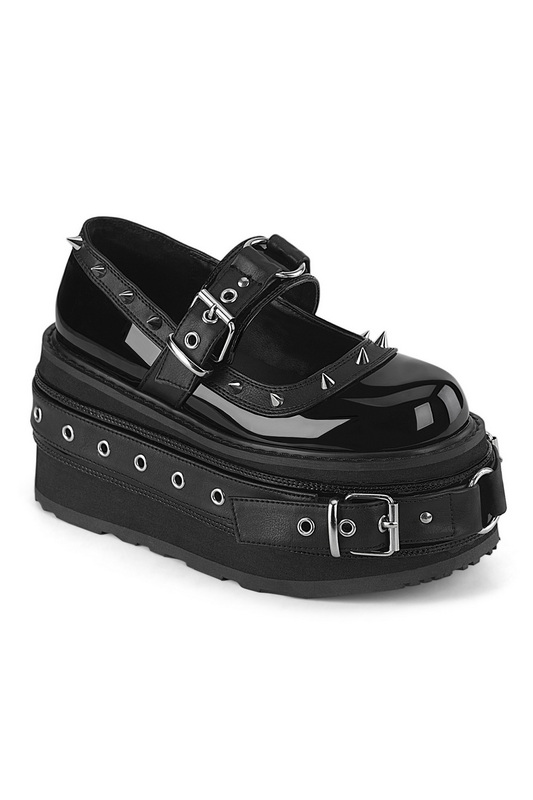 Black Patent & Vegan Leather Studded Maryjane