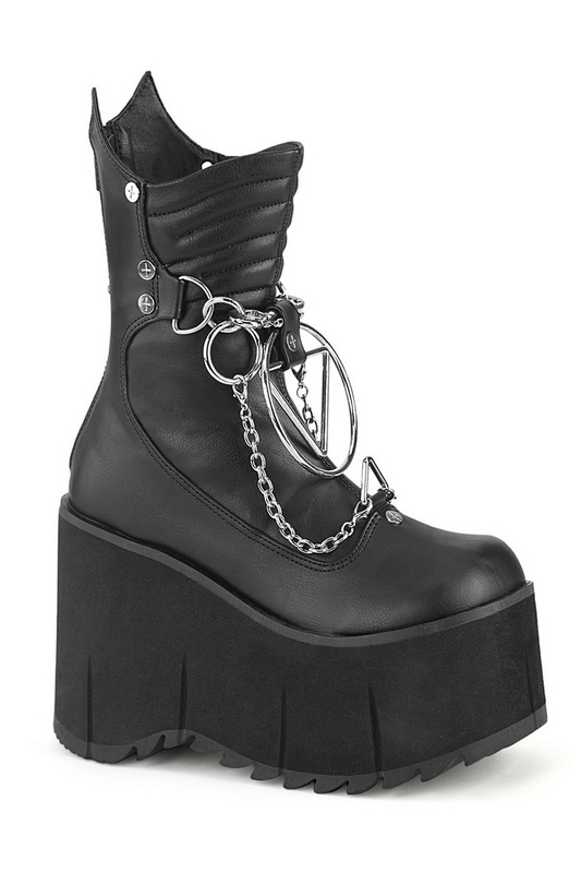 Black Vegan Leather Chains & Rings 4 1/2" Ankle Boot
