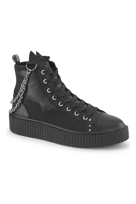 Unisex Black Canvas & Vegan Leather Chained High Top