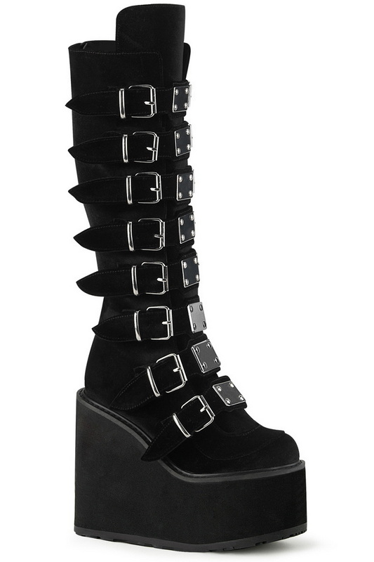 Black Velvet 5 1/2" Platform Knee High Boot