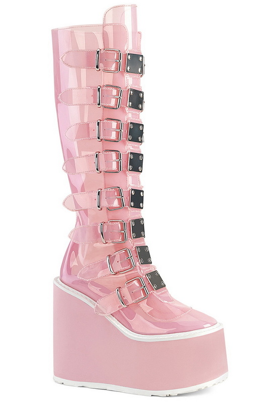 Baby Pink TPU 5 1/2" Platform Knee High Boot