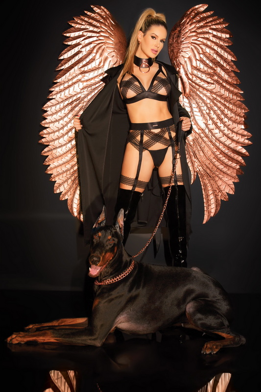 Black Lace Bralette & Leg Harness image 7