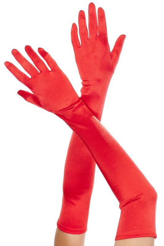 Classy Red Extra Long Satin Gloves