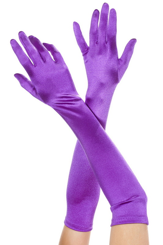 Classy Purple Extra Long Satin Gloves