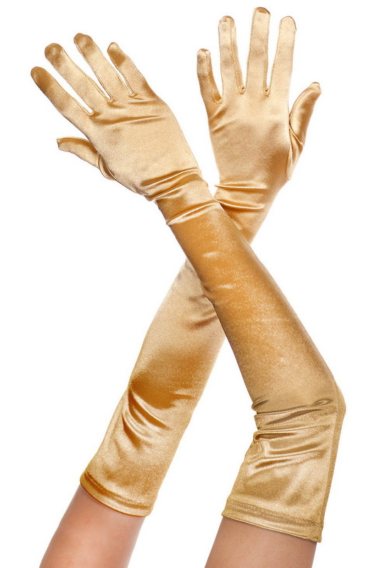 Classy Gold Extra Long Satin Gloves