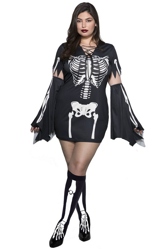 Plus Size Haunted Skull Halloween Costume Dress