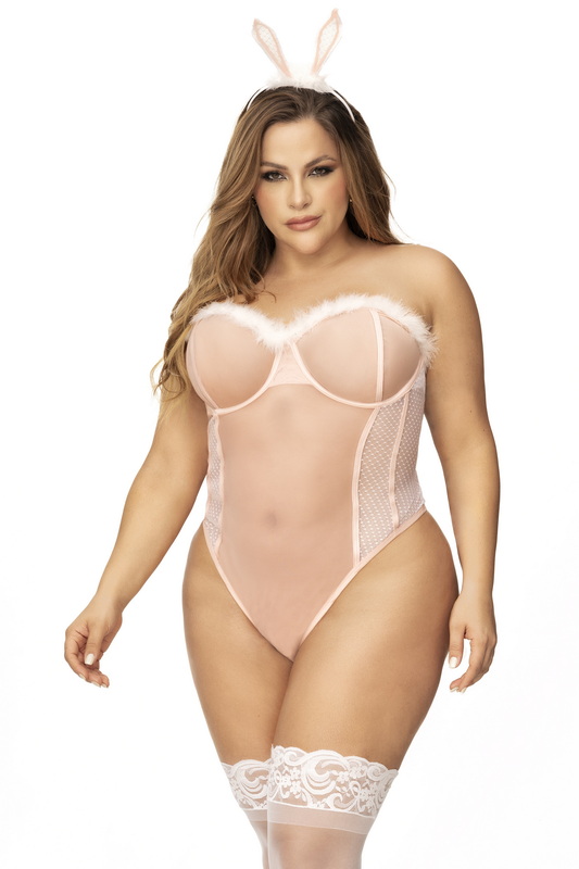 Plus Size Playful Nude Sexy Bunny Bedroom Costume