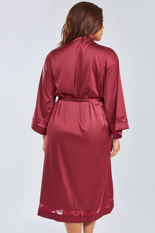 Plus Size Layla's Wine Lingerie Robe image 2