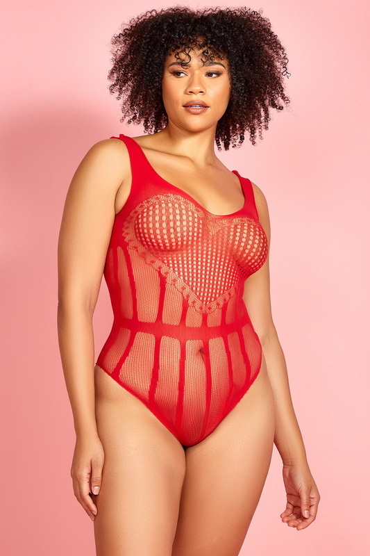 Plus Size Racy Red Heart Attack Lingerie Teddy