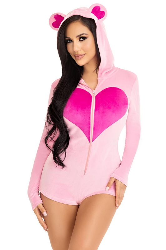 Pink Sweetheart Bear Velvet Romper Costume