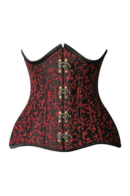 Plus Size Black & Red Top Drawer CURVY Brocade Under Bust Corset