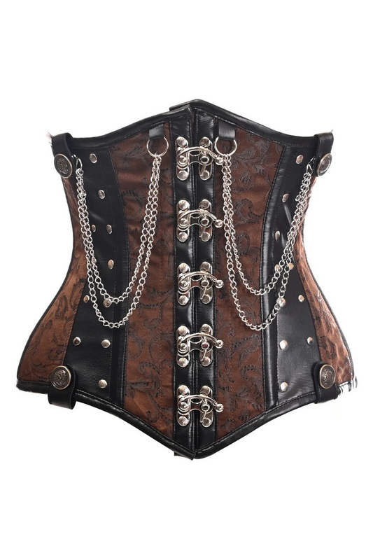 Top Drawer Brown & Black Chains & Clasps Underbust Corset