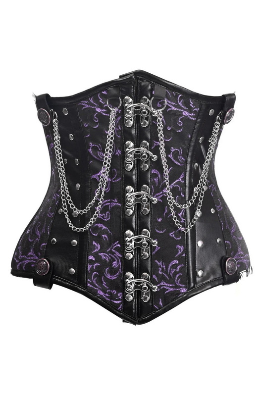 Top Drawer Purple & Black Chains & Clasps Underbust Corset