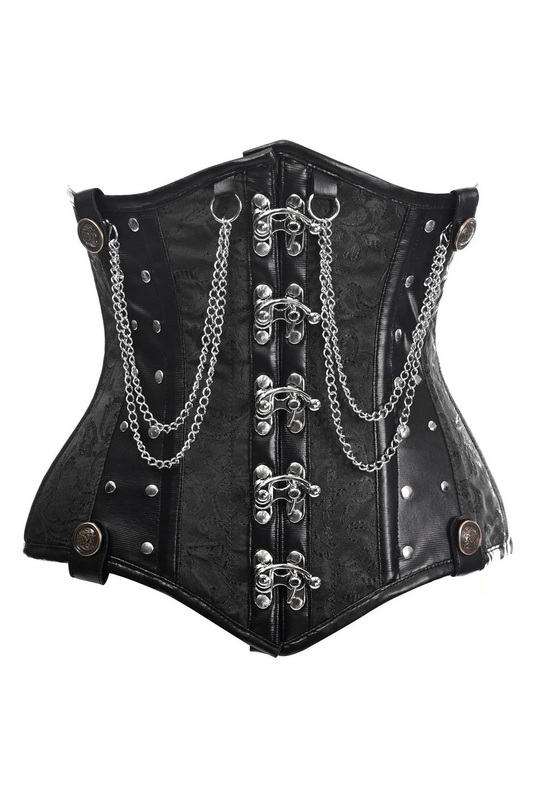 Top Drawer Black Chains & Clasps Underbust Corset