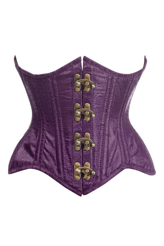 Top Drawer Double Steel Boned Plum Brocade Curvy Underbust Corset