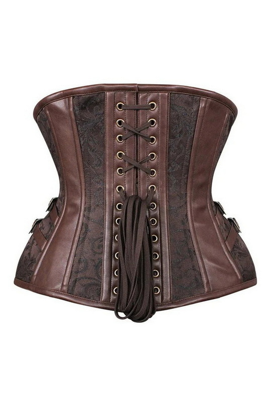 Top Drawer Brown Brocade Steampunk Steel Boned Underbust Corset image 1