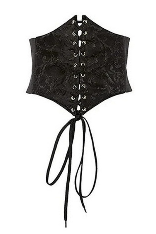 Lavish Black Brocade Corset Belt Cincher