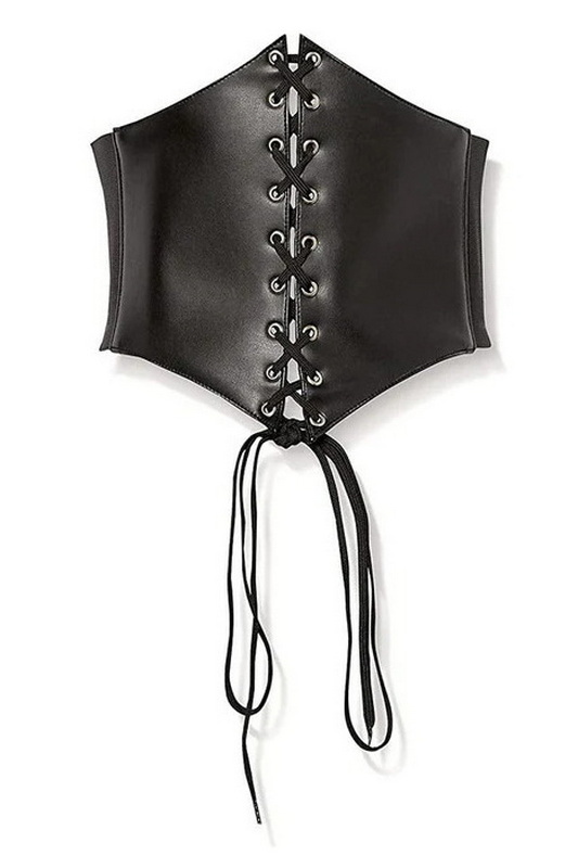 Plus Size Lavish Black Faux Leather  Corset Belt Cincher