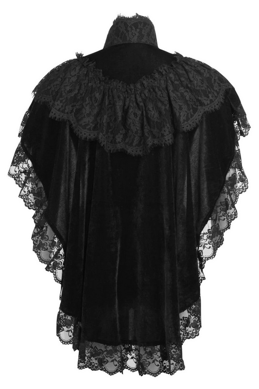 Tapered Black Velvet & Lace Capelet image 2