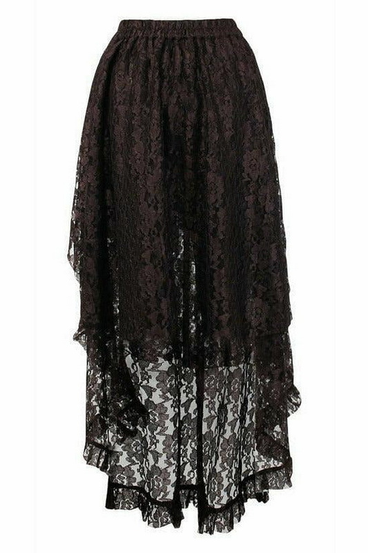 Plus Size Dark Brown Lace Hi Low Skirt image 1